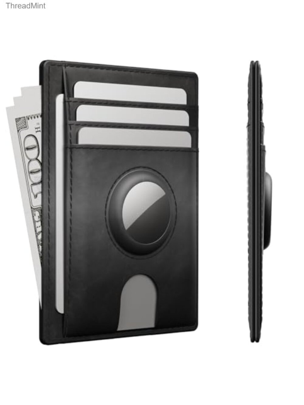Mens Slim Wallet Crazy Horse Leather RFID Blocking Front Pocket Wallet